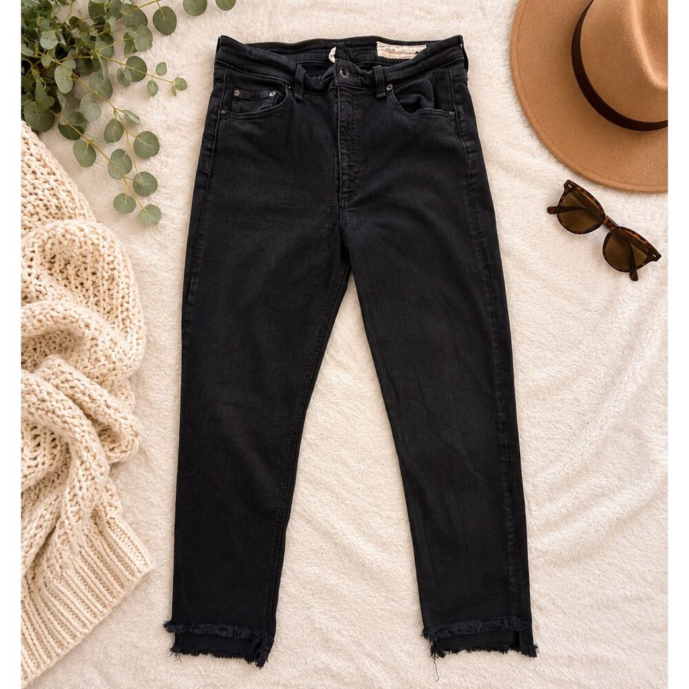 Rag & Bone Black High-Rise Ankle Cigarette Jeans Size 30